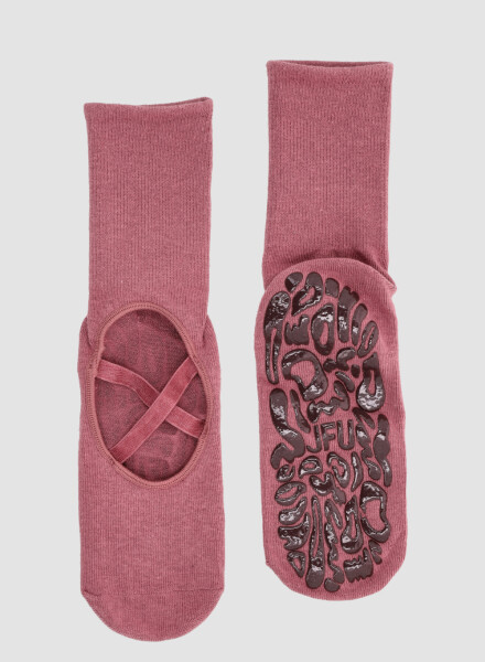 Media pilates con antideslizante 1/2 caña y elasticos en empeine Terracota