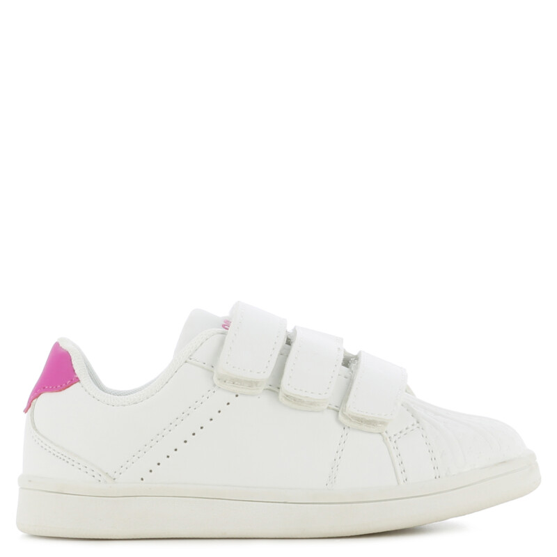 Championes Unisex Boomerang Velcro Blanco - Fucsia