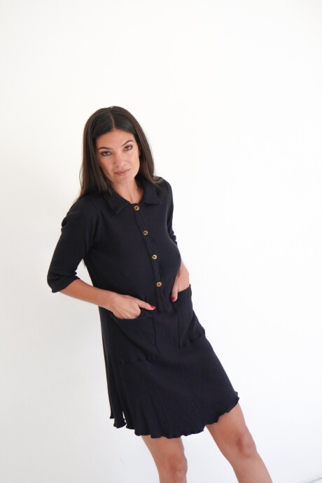Comfortable dress Negro con Bolsillo
