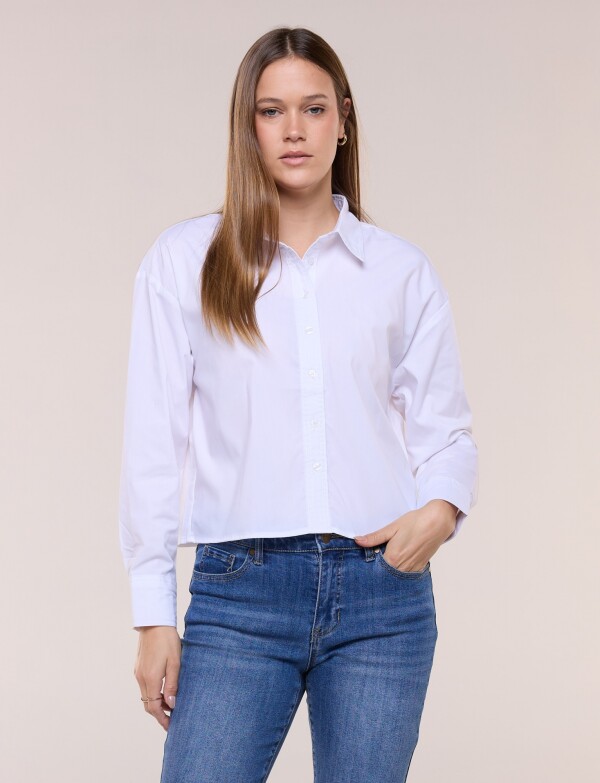 Camisa Crop Algodon BLANCO