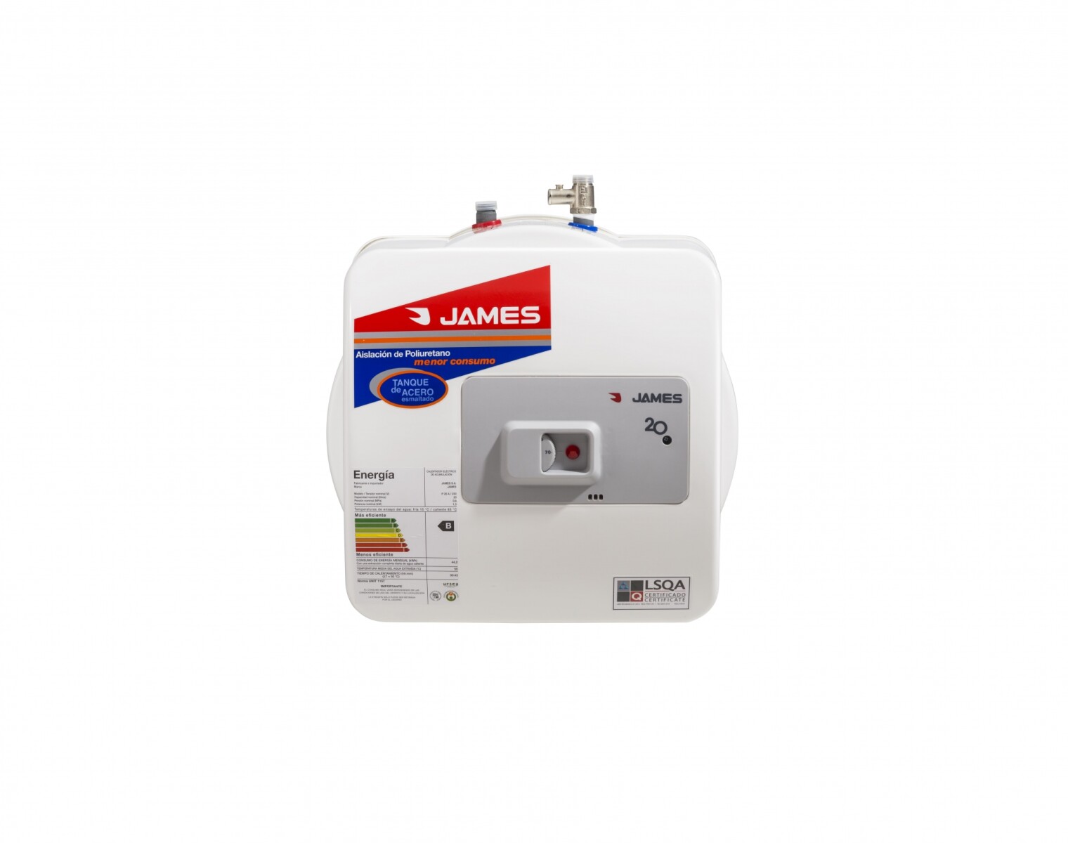 Calefon James 20L Con Tanque De Acero Salida Superior 