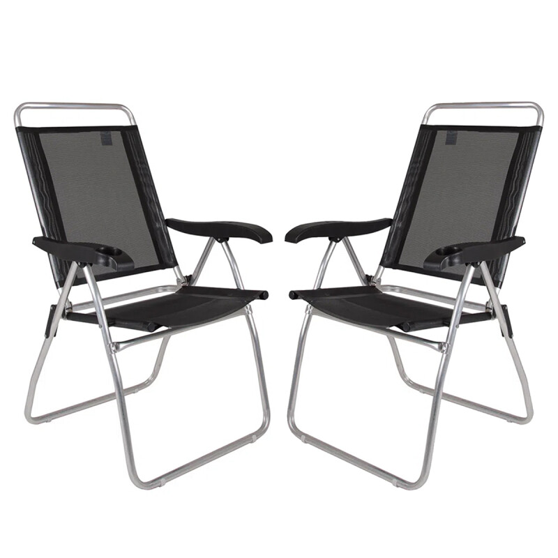 Set X 2 Sillas Altas Boreal 4 Posciones Aluminio NEGRO