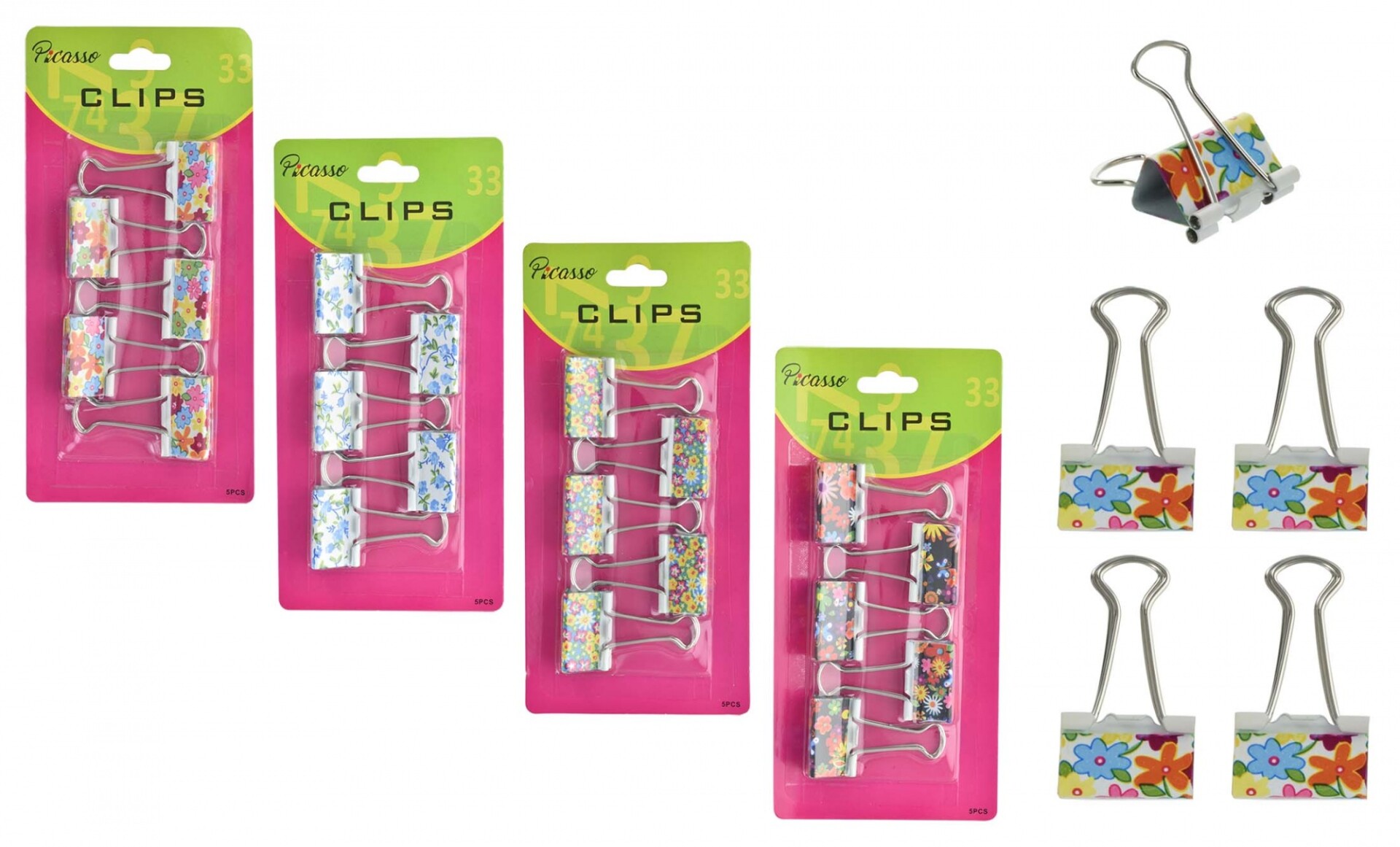 APRIETA PAPEL X5PCS PICASSO METAL CON FLORES BLISTER 19247 