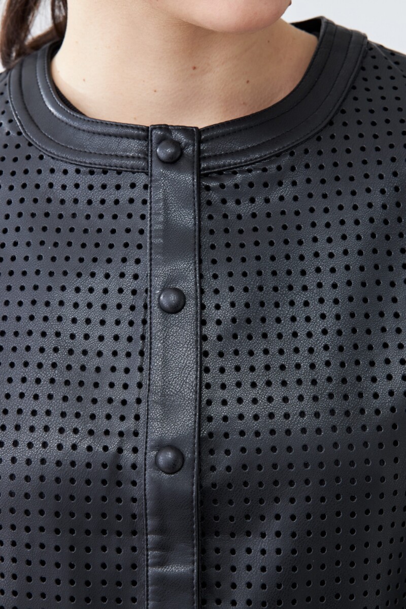 Chaqueta eco cuero calada negro