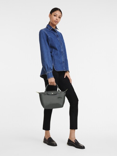Longchamp - Le Pliage Green Bolso con Asa Superior S Gris