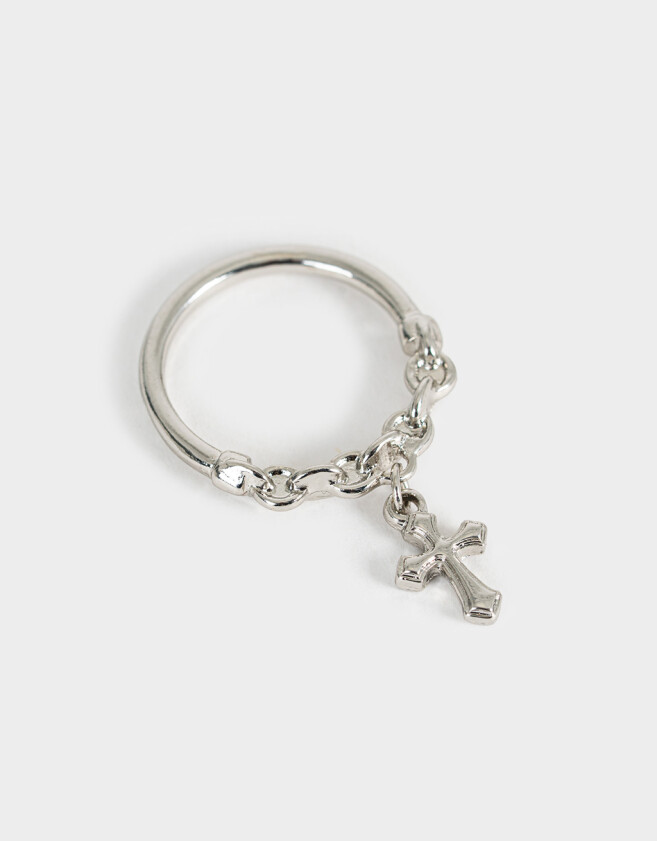 Anillos Medianos y Grandes Religioso Anillo Cruz - Plateado