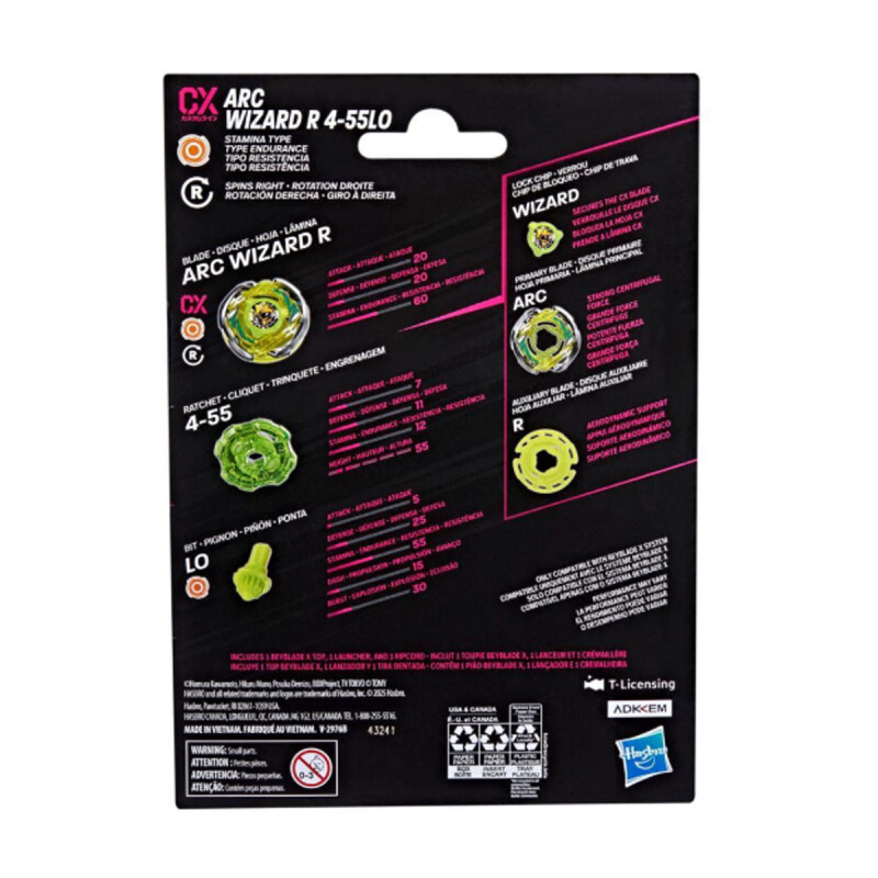 Beyblade X Xtreme Trompo + Lanzador hASBRO CX ARC Wizard R 4-55LO