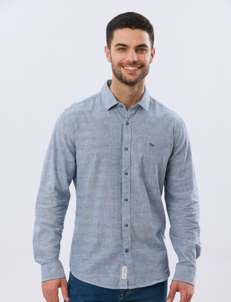 CAMISA RAYADA DE LINO Denim