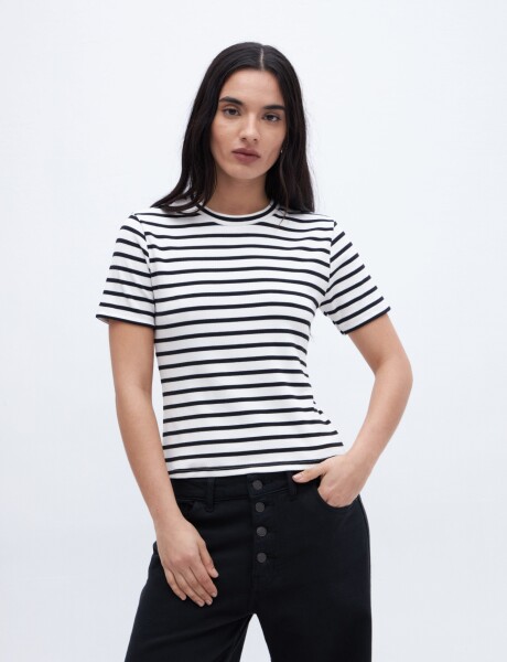 Remera Eva Rayas negra