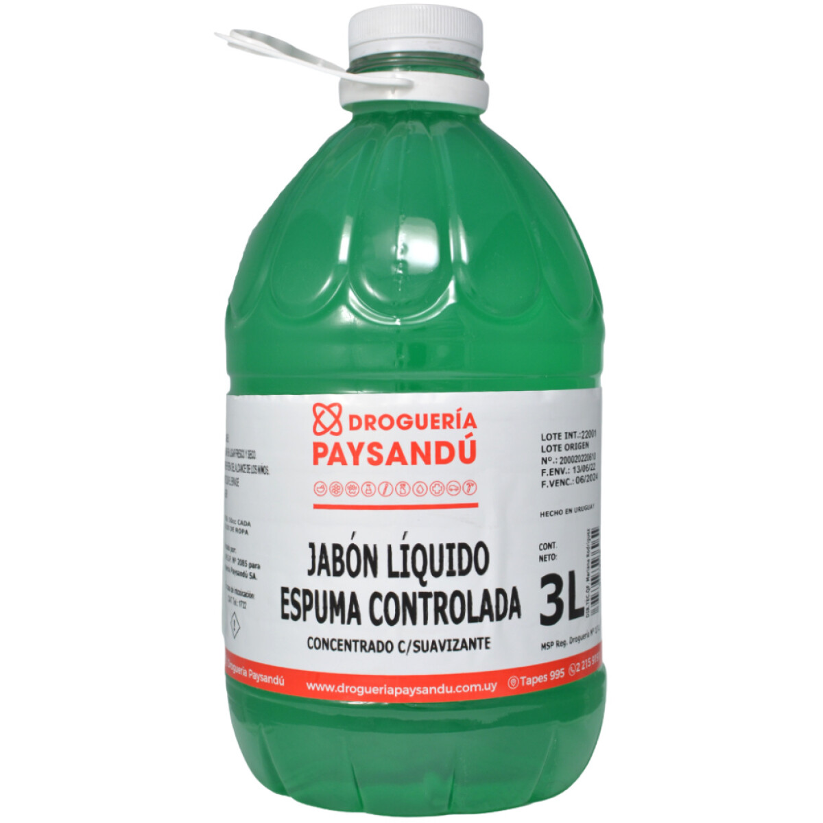 Jabón Líquido Espuma Controlada con Suavizante - 3 L 