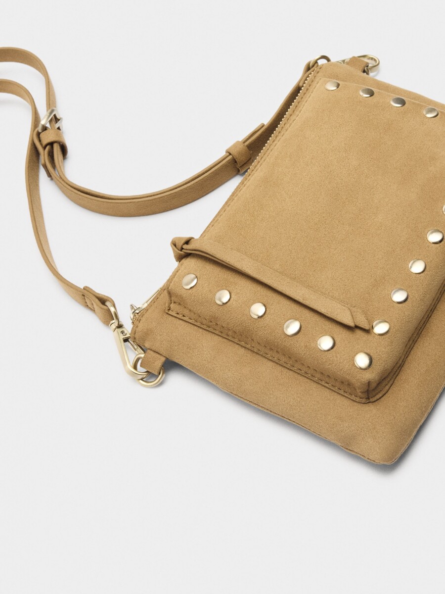 Bolso Bandolera Con Tachuelas taupe