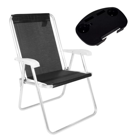 Set de Silla Playa Pleg Alum + Mesa Lateral Port Divisiones Negro