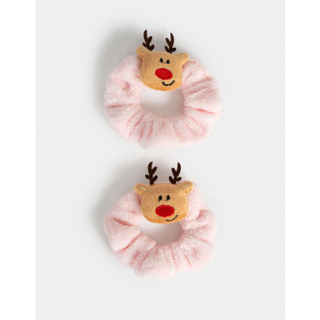 Set De Scrunchies Navidad Rosa Pastel
