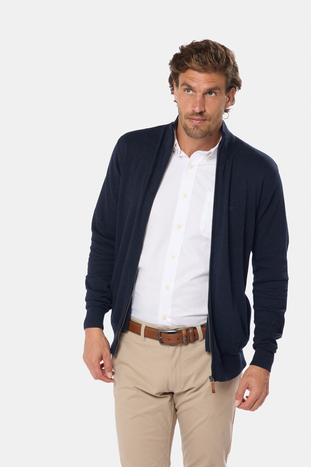 CAMPERA TEJIDA DE ALGODÓN Azul