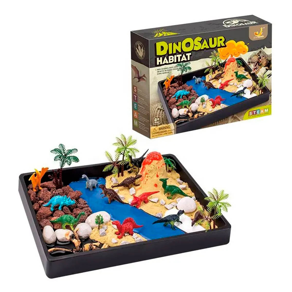 Juego En Caja Habitat Dinosaurios Volcán Experimentos 