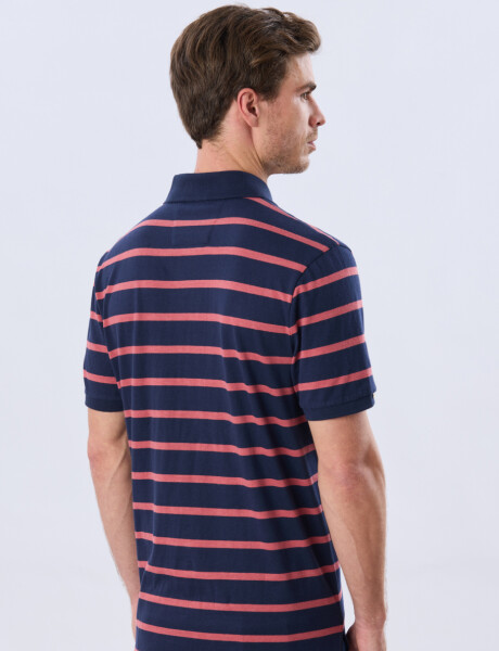 REMERA POLO RAYADA JERSEY Azul