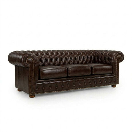 Sofá Chesterfield Novo - Cuero Básico - 3 cuerpos Café - (Preventa)