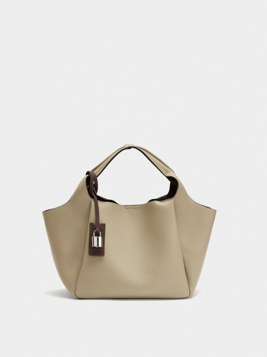 Bolso Tote Con Penduro - crudo 