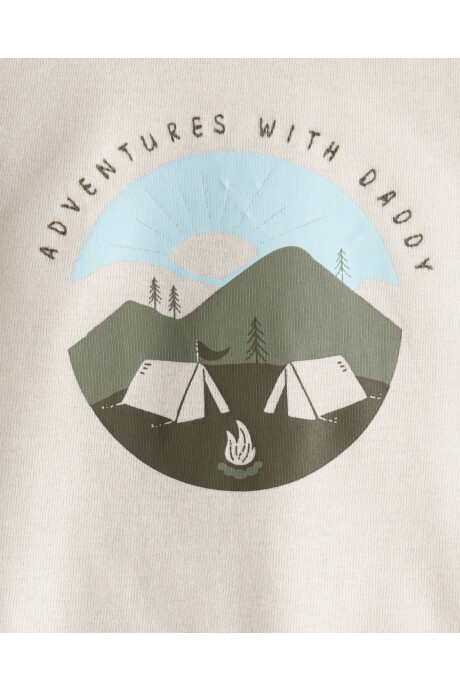 Set dos piezas de algodón, pantalón y body, diseño camping Set dos piezas de algodón, pantalón y body, diseño camping