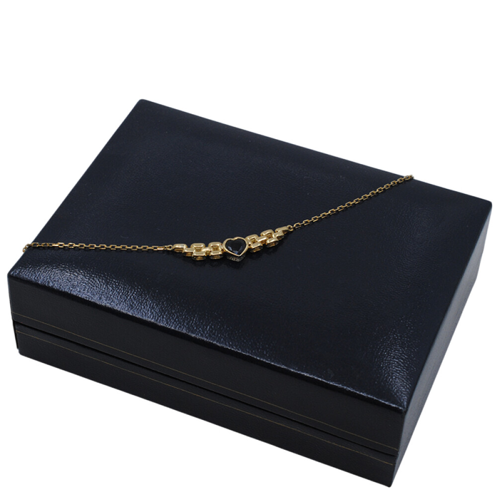 Cadena forcet oro 18k ,centro con zafiro azul tallado corazón Cadena forcet oro 18k ,centro con zafiro azul tallado corazón
