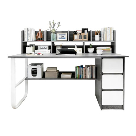 Escritorio 3 Cajones 8 Estantes MDF y Metal esh0027 GRIS