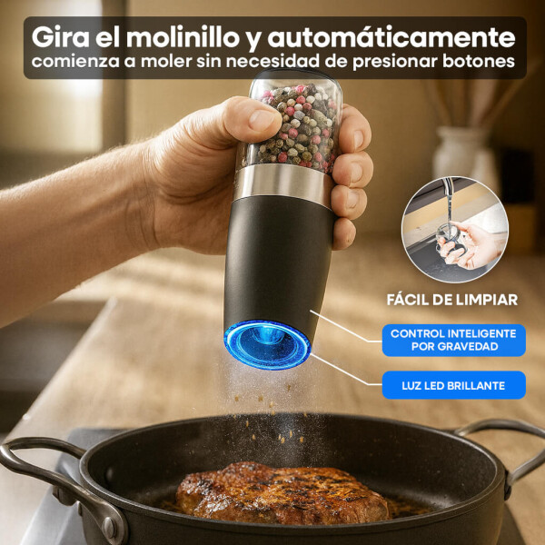 Juego de 2 Pimentero Salero molinillo Electrico con Luz Led Acero Inoxidable IMBACK Negro Juego de 2 Pimentero Salero molinillo Electrico con Luz Led Acero Inoxidable IMBACK Negro