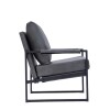Sillón Poltrona Individual en Eco Cuero y metal Gris Oscuro
