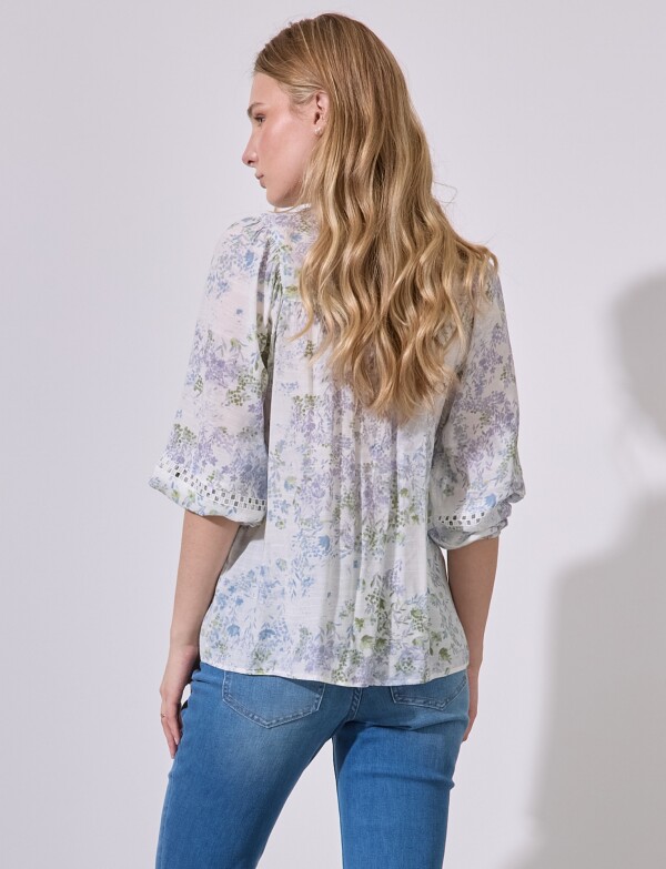 Blusa Gasa Flores CRUDO/MULTI