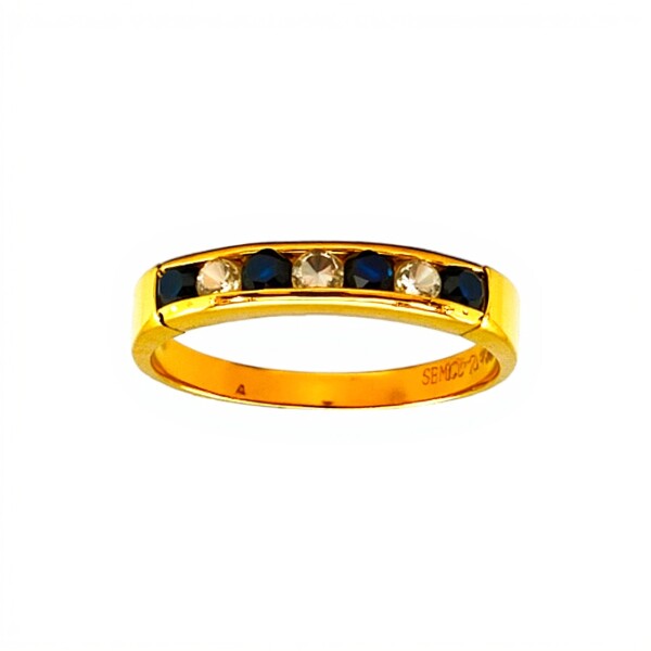Anillo Sin Fin-Oro Bajo-Piedra Zafiro y Zirconia-AN8119 conpiedra