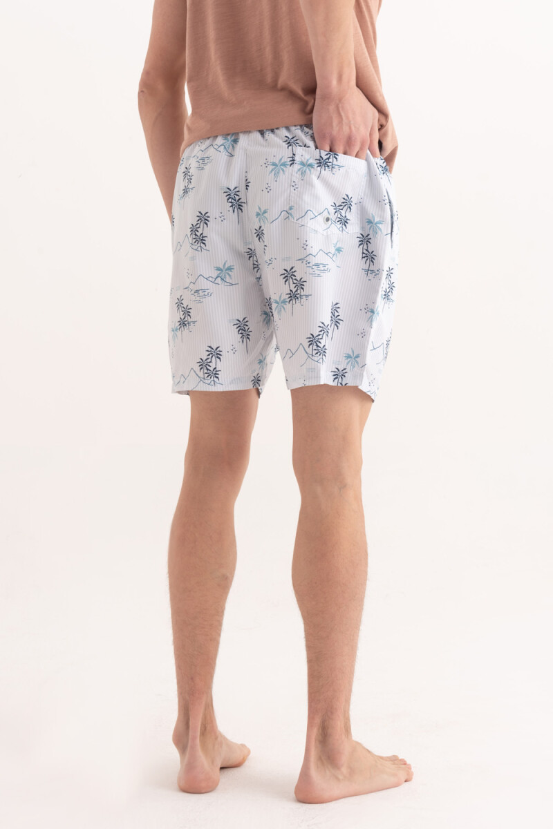 Short de baño estampado Palmeras Azul