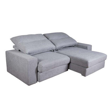 SOFÁ C/CHAISE 3 CUERPOS TELA GRIS BOREAL