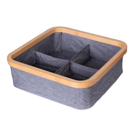 CAJA C/SEPARADORES TELA-Y-MADERA GRIS A255
