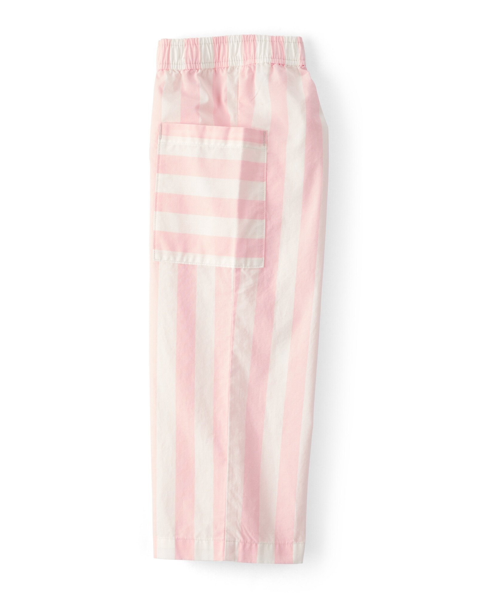 Pantalón de algodón, diseño a rayas rosadas y marfil Sin color