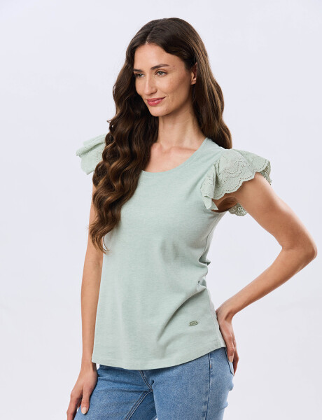 REMERA DE ALGODÓN CON BRODERIE Verde
