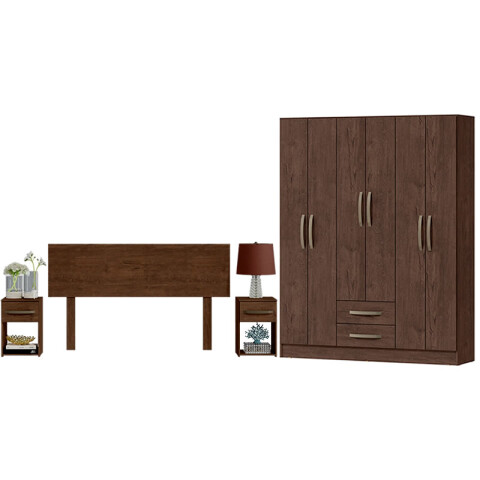 Combo Armario 6 Puertas, Respaldo, Mesas de Luz - MDP - Dakar Combo Armario 6 Puertas, Respaldo, Mesas de Luz - MDP - Dakar