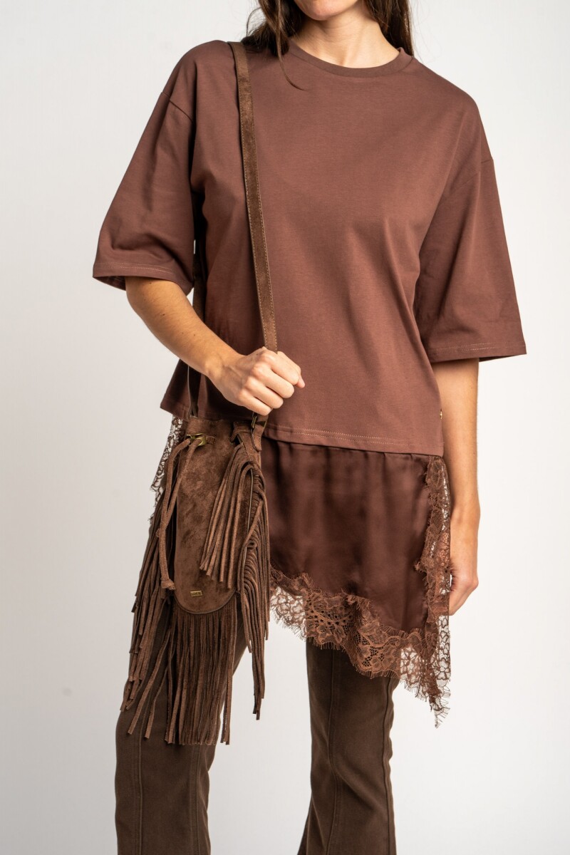 Remera Ruedo Saten - Marron 