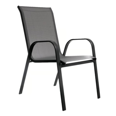 Silla De Exterior Sling De Acero Gris Jardín Terraza Silla De Exterior Sling De Acero Gris Jardín Terraza