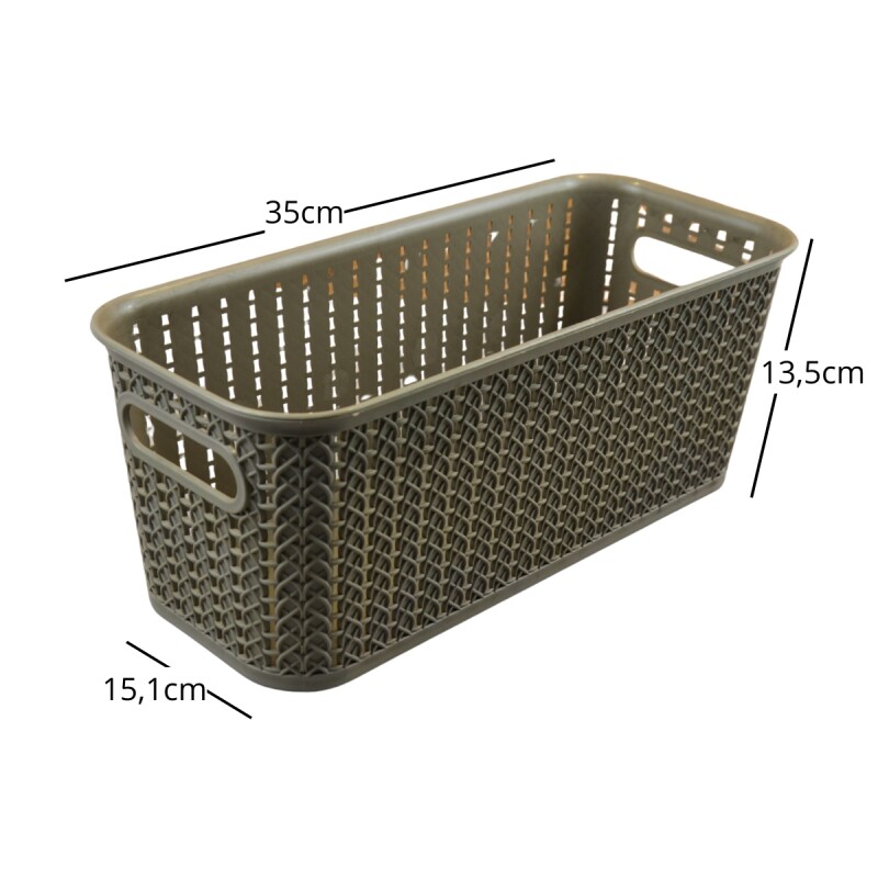 Cesto organizador simil ratán 5,5lts GRIS