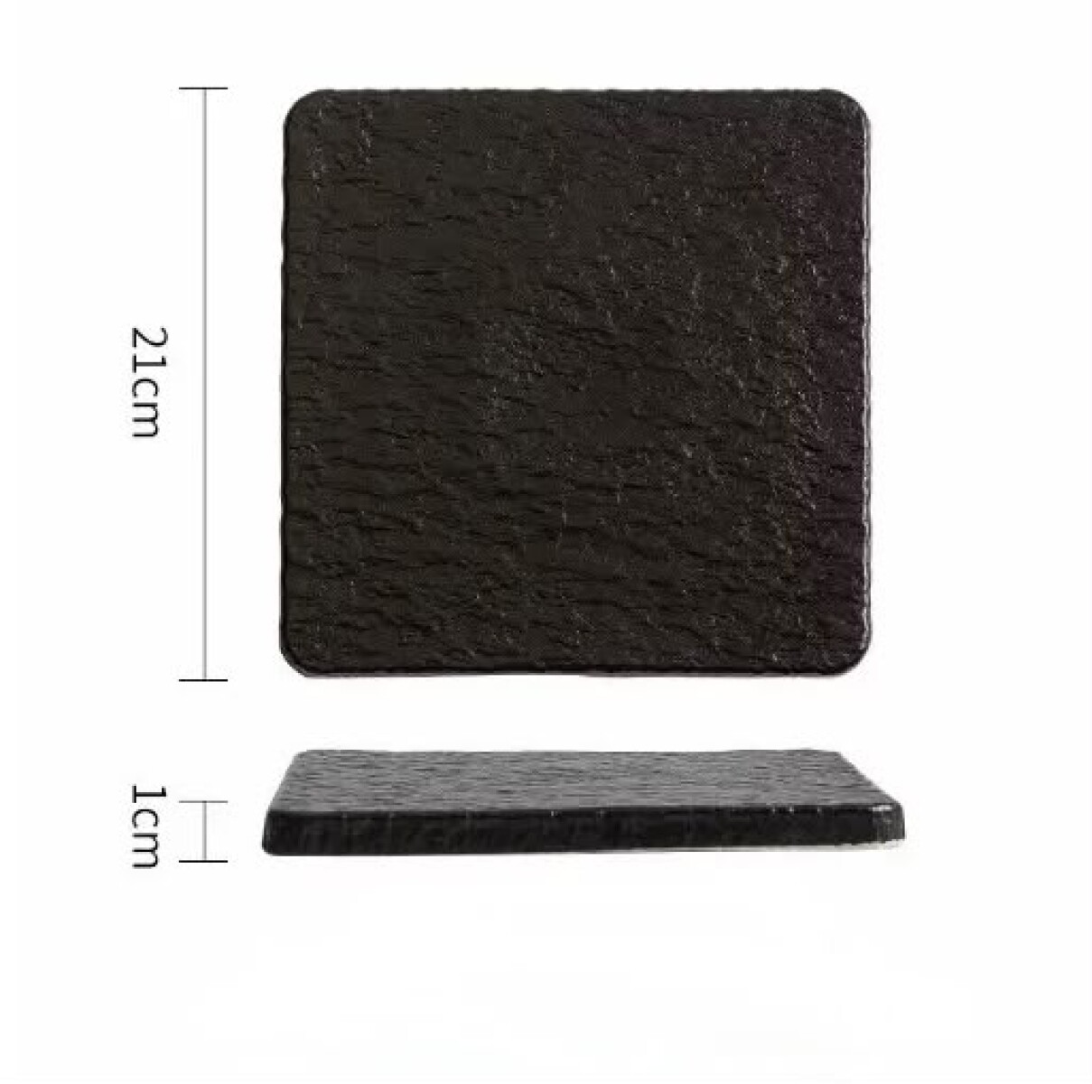 Fuente de Presentación Cerámica Negra - Línea Black Stone – 21x1 cm 