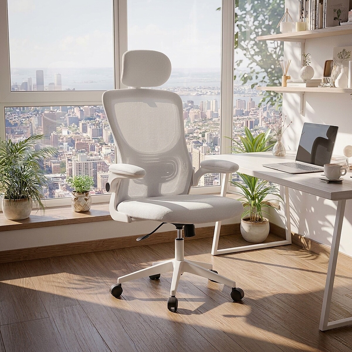 Silla de escritorio Oficina Sillon Ejecutiva Ergonomica Apoyabrazos Regulables IMBACK Color Blanco 
