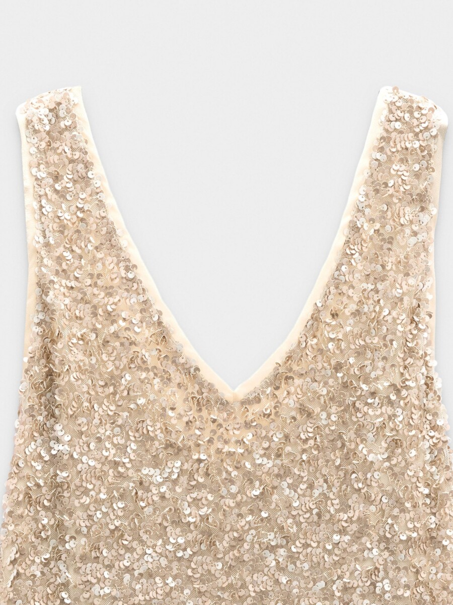 Vestido Corto De Lentejuelas crudo