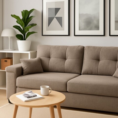 Sofá Sillón Amsterdam 3 Cuerpos Cobertura en Lino - Marrón Sofá Sillón Amsterdam 3 Cuerpos Cobertura en Lino - Marrón
