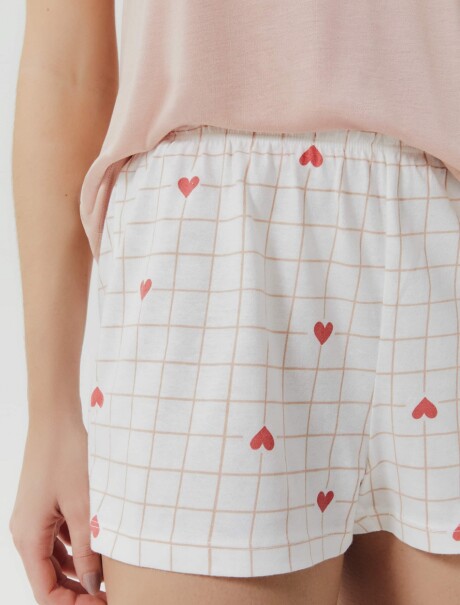 PIJAMA ESTAMPADO CON SHORT ROSA