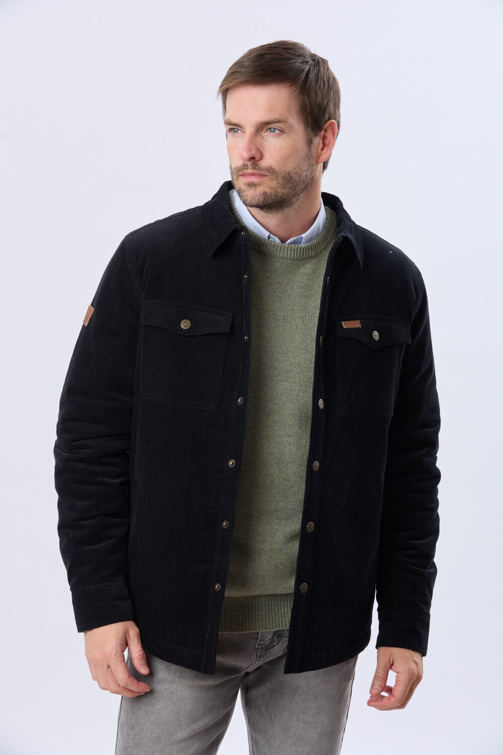 CAMPERA DE PANA Y CORDERITO Gris