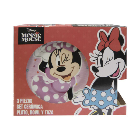 Set X3 de Cerámica Infantil Minnie Plato, Taza y Bowl U
