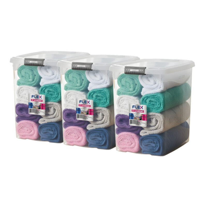 Set x3 Caja organizadora 14 lts TRANSPARENTE