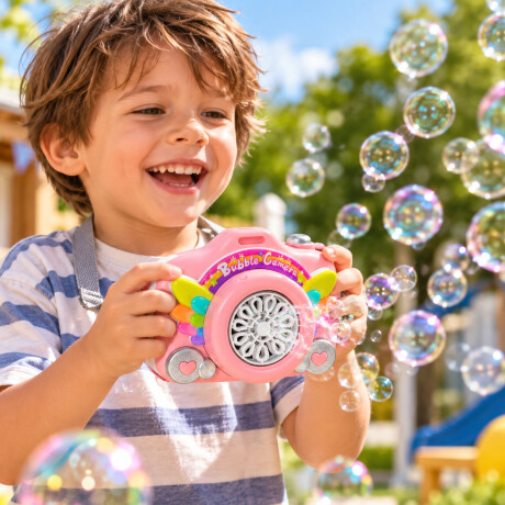Burbujero con forma de cámara y correa para niños Rosado