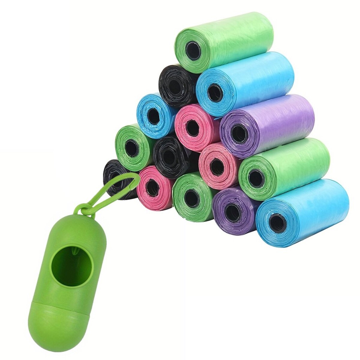 Bolsas Sanitarias x12 Residuos Mascota + Llavero Dispensador - Variante Color Verde 