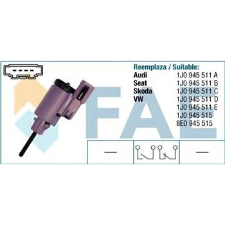 BULBO INTERRUPTOR - FRENO VW GOLF-SEAT PLASTICO VIOLETA FAE BULBO INTERRUPTOR - FRENO VW GOLF-SEAT PLASTICO VIOLETA FAE