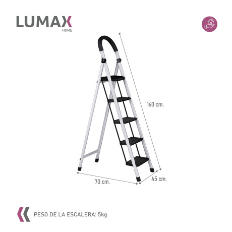 Escalera Tijera 5 Escalones De plastico Negro/Blanco